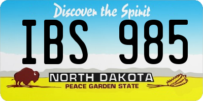 ND license plate IBS985