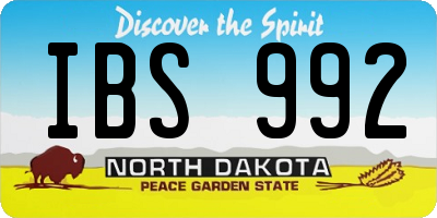 ND license plate IBS992