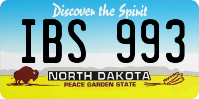ND license plate IBS993