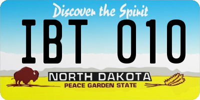 ND license plate IBT010