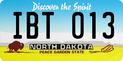 ND license plate IBT013