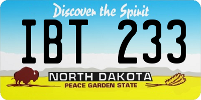 ND license plate IBT233