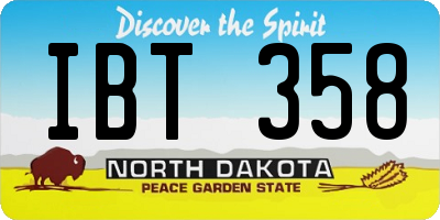 ND license plate IBT358