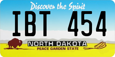 ND license plate IBT454