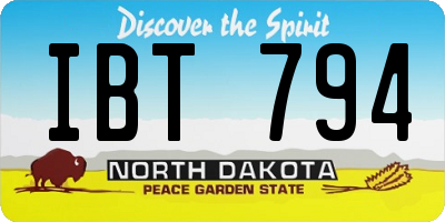 ND license plate IBT794