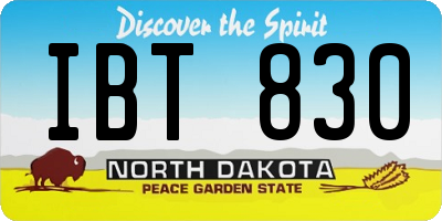 ND license plate IBT830