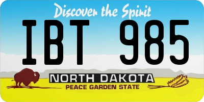 ND license plate IBT985