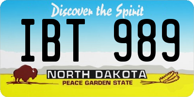 ND license plate IBT989