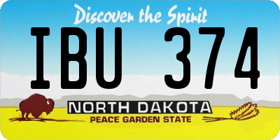 ND license plate IBU374