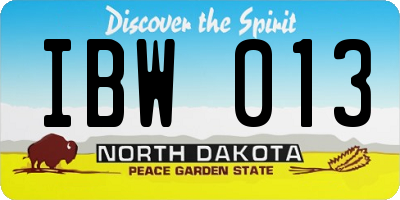 ND license plate IBW013