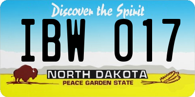 ND license plate IBW017