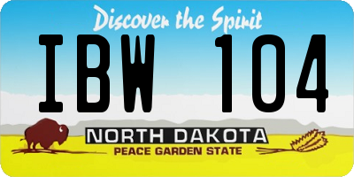 ND license plate IBW104