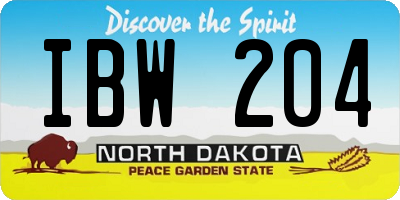 ND license plate IBW204