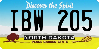 ND license plate IBW205