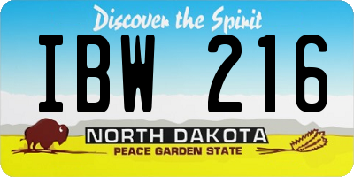 ND license plate IBW216