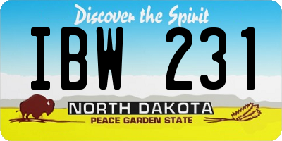 ND license plate IBW231