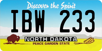 ND license plate IBW233