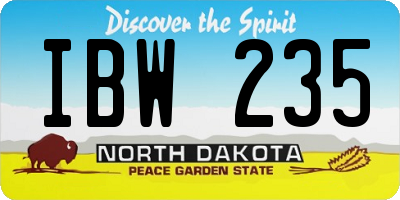 ND license plate IBW235