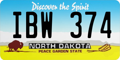 ND license plate IBW374
