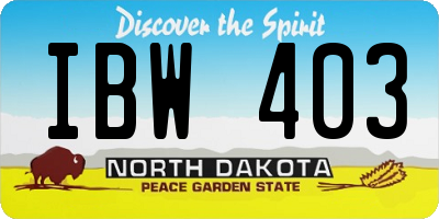 ND license plate IBW403