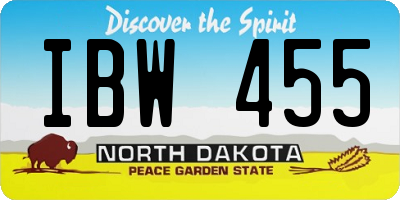 ND license plate IBW455