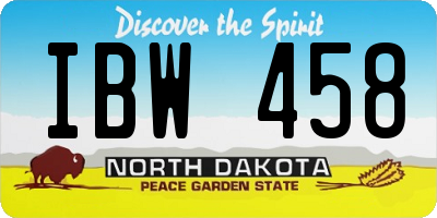 ND license plate IBW458