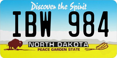 ND license plate IBW984