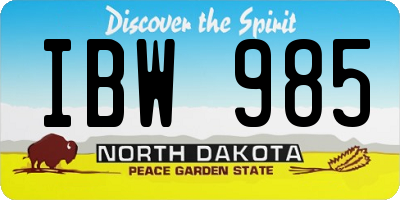 ND license plate IBW985