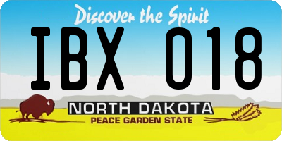 ND license plate IBX018