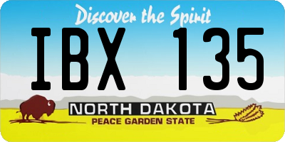 ND license plate IBX135