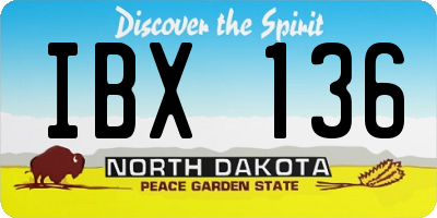 ND license plate IBX136