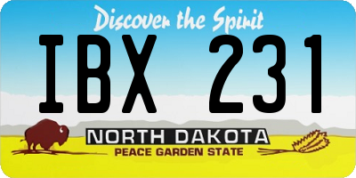 ND license plate IBX231
