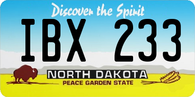 ND license plate IBX233