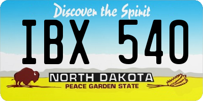 ND license plate IBX540