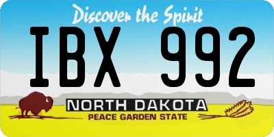 ND license plate IBX992