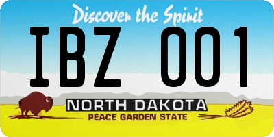 ND license plate IBZ001