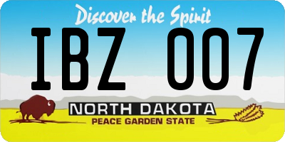 ND license plate IBZ007