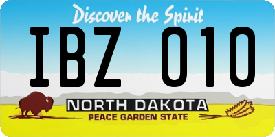 ND license plate IBZ010