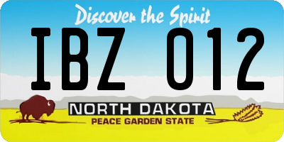 ND license plate IBZ012