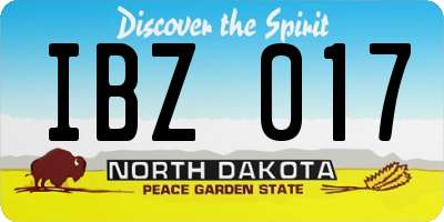 ND license plate IBZ017