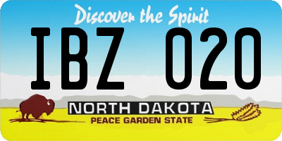 ND license plate IBZ020