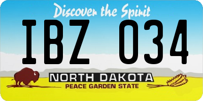 ND license plate IBZ034
