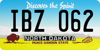 ND license plate IBZ062