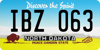 ND license plate IBZ063