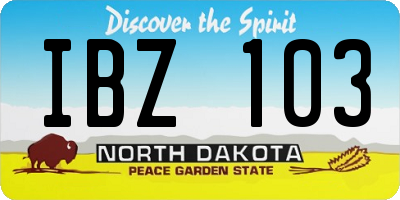 ND license plate IBZ103