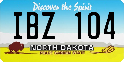 ND license plate IBZ104