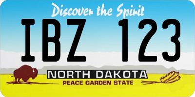 ND license plate IBZ123