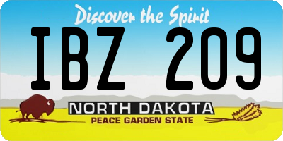 ND license plate IBZ209