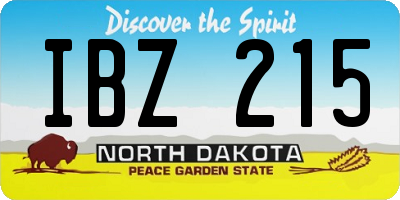 ND license plate IBZ215