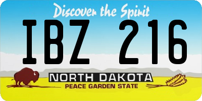 ND license plate IBZ216